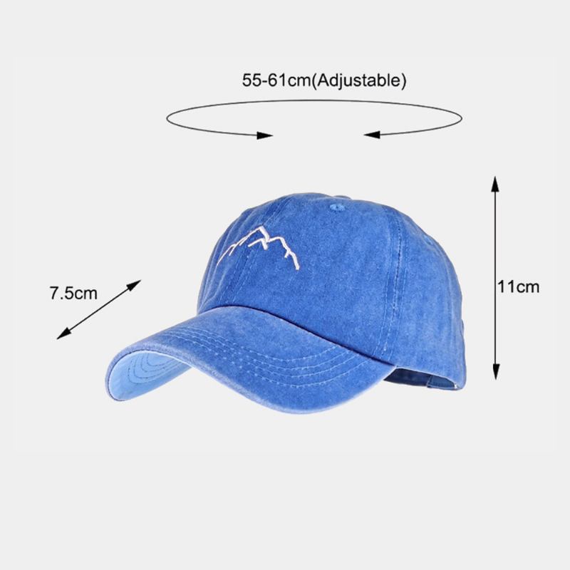 Unisex Vasket Distressed Bomull Fjellmønster Broderi Mote Solkrem Baseball Cap