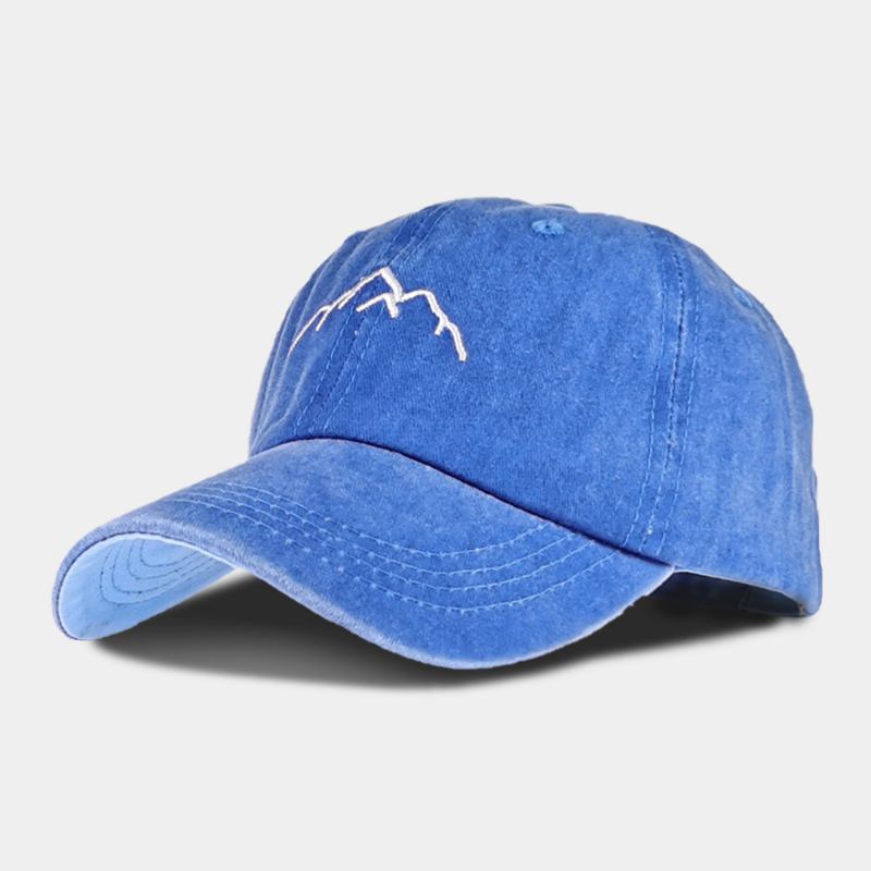 Unisex Vasket Distressed Bomull Fjellmønster Broderi Mote Solkrem Baseball Cap