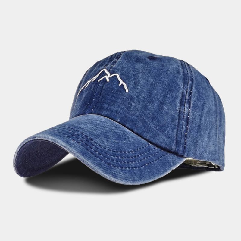 Unisex Vasket Distressed Bomull Fjellmønster Broderi Mote Solkrem Baseball Cap