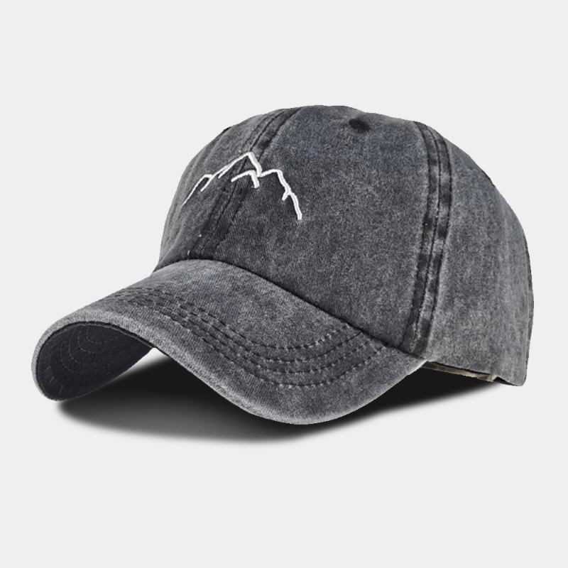 Unisex Vasket Distressed Bomull Fjellmønster Broderi Mote Solkrem Baseball Cap