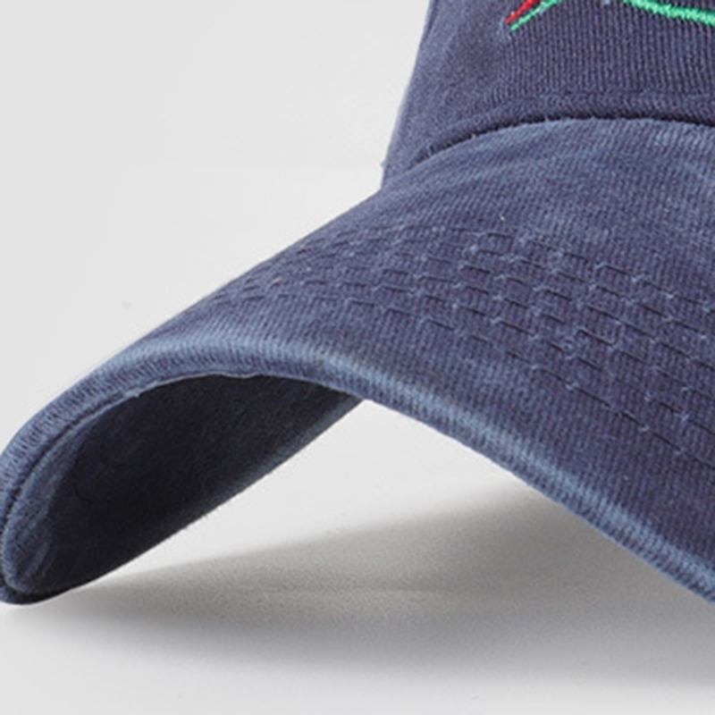 Unisex Vasket Ensfarget Bokstavmønsterbroderi All-match Solskjerming Tom Topphatt Baseballcaps