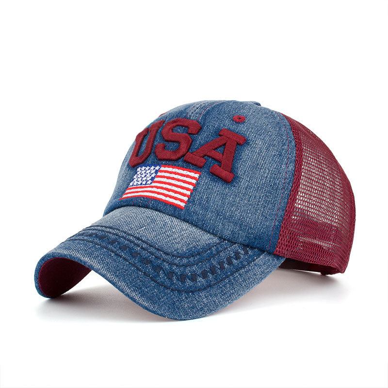 Unisex Vintage Patriotisk Baseballcap Stilig Nødlidende Amerikansk Flagghatt