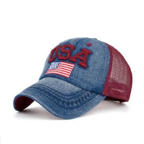 Unisex Vintage Patriotisk Baseballcap Stilig Nødlidende Amerikansk Flagghatt