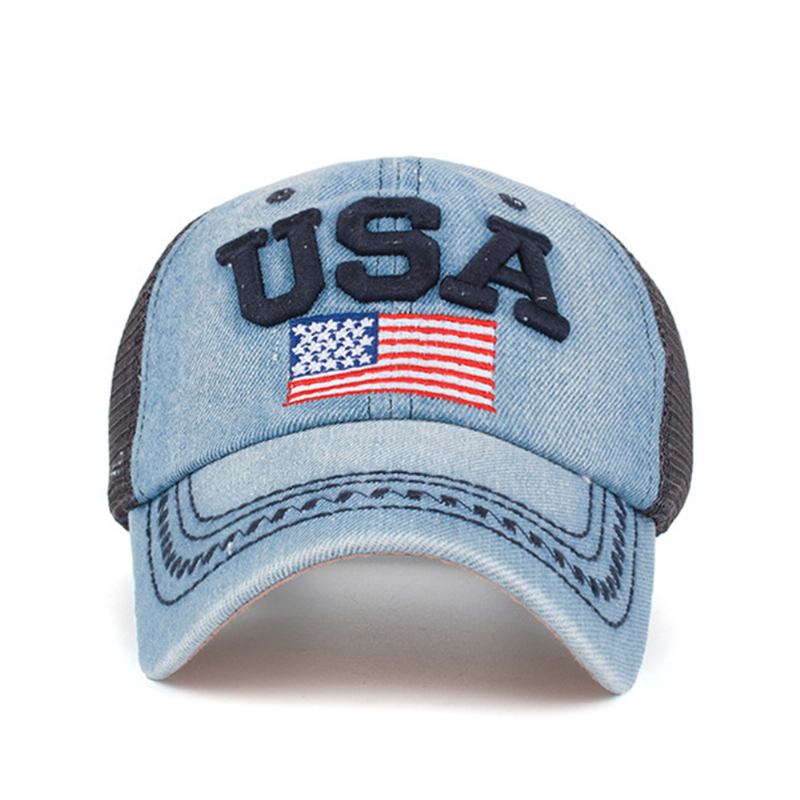 Unisex Vintage Patriotisk Baseballcap Stilig Nødlidende Amerikansk Flagghatt