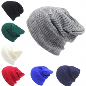 Vinter Fritids Strikket Varm Skullies Beanies Luer Høy Elastisk Herre Dame Lue