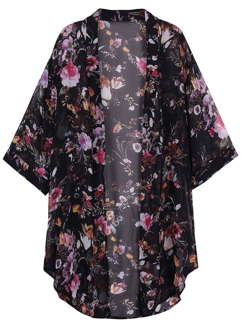 Bohemian Dame Blomstrete Chiffon Bikini Smock Sheer Cardigan