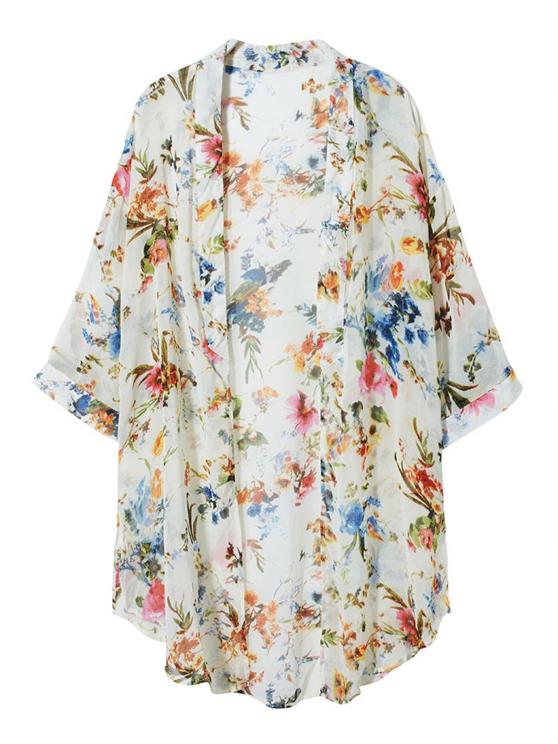 Bohemian Dame Blomstrete Chiffon Bikini Smock Sheer Cardigan