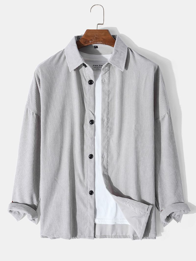 Herre Corduroy Solid Button Down Front Outwear Cardigan