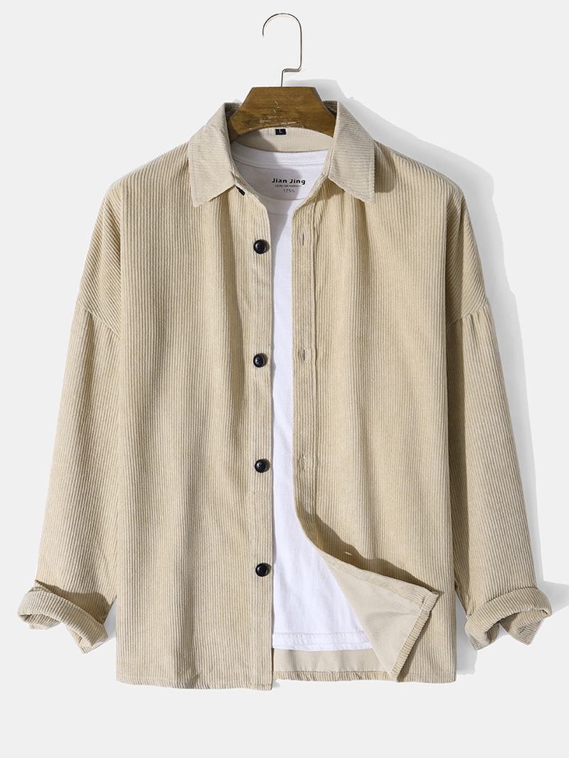 Herre Corduroy Solid Button Down Front Outwear Cardigan