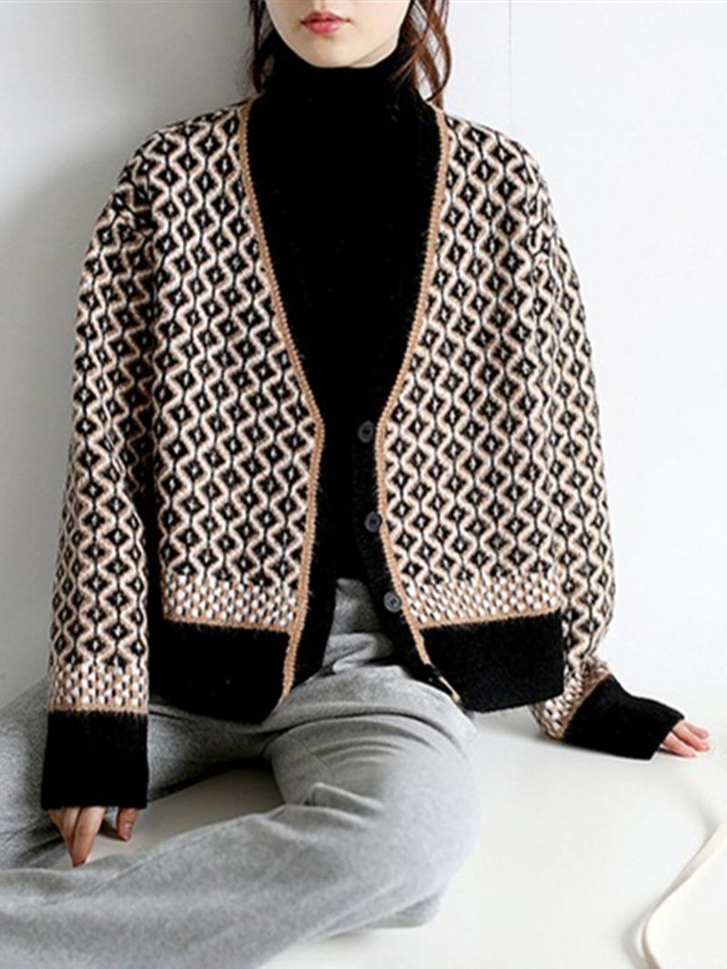 Kvinner Aryclic Knitted Button Down Up Retro Cardigan