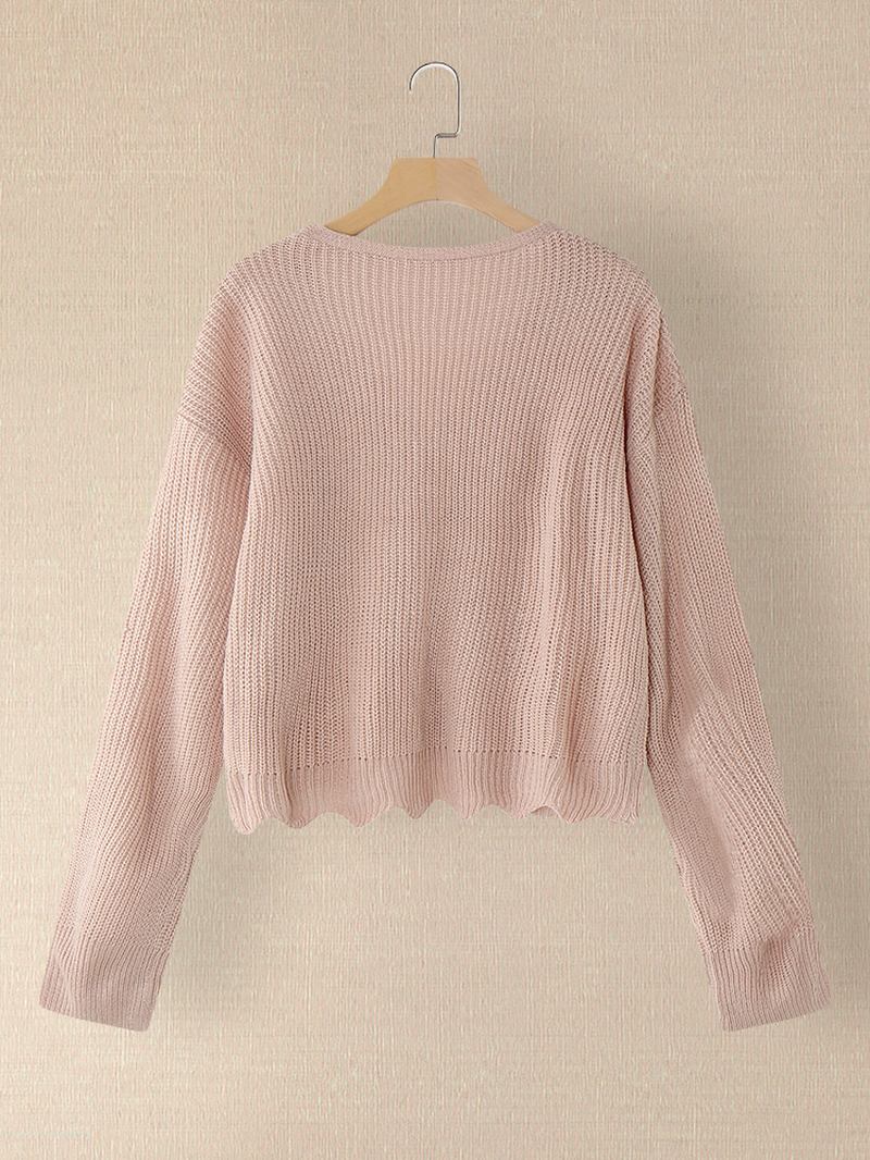 Kvinner Solid Enkel Mild Rosa Uregelmessig Hem Daily Wear Strikket Cardigan