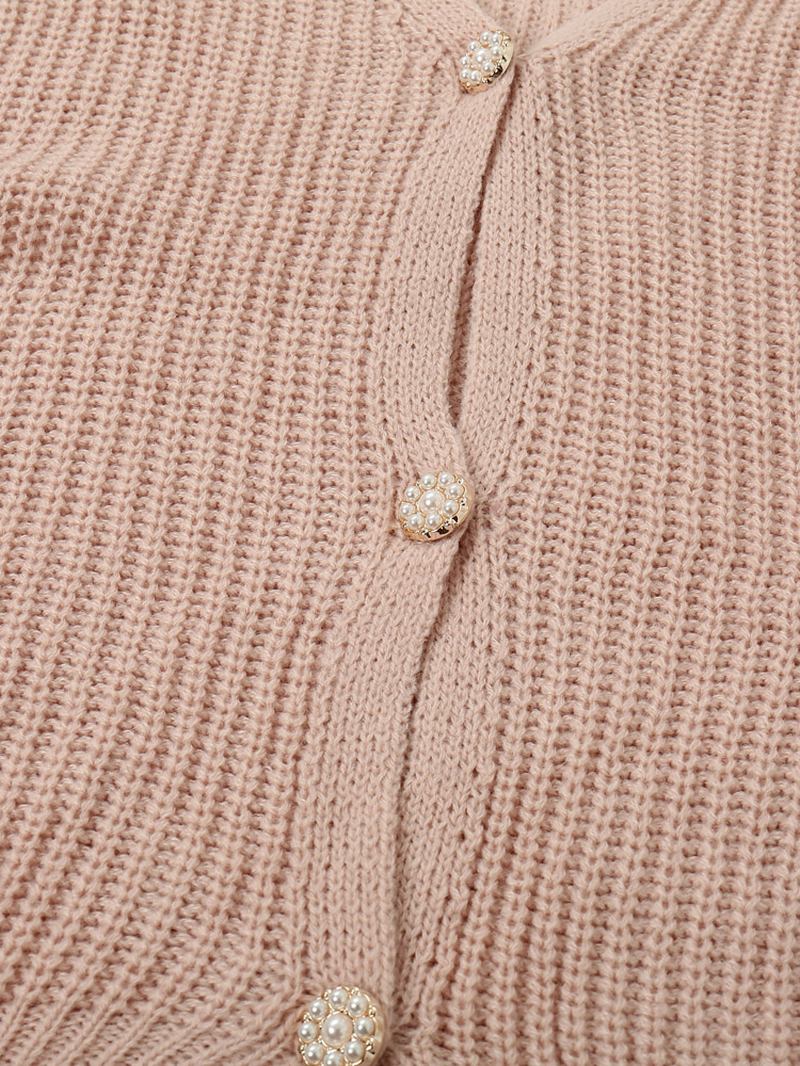 Kvinner Solid Enkel Mild Rosa Uregelmessig Hem Daily Wear Strikket Cardigan