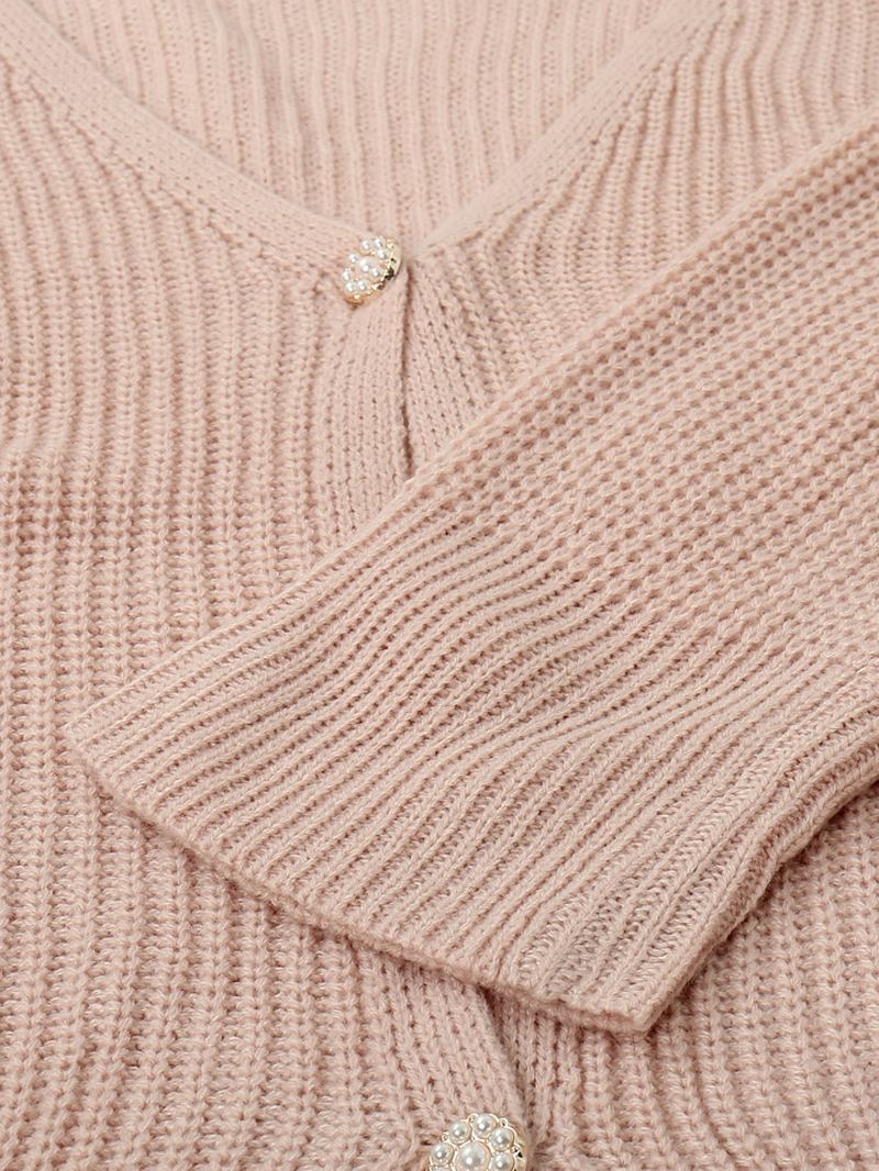 Kvinner Solid Enkel Mild Rosa Uregelmessig Hem Daily Wear Strikket Cardigan