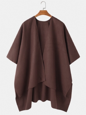 Menns Solid Åpen Front Uformell Høy Lav Hem Oversized Cape Cardigans