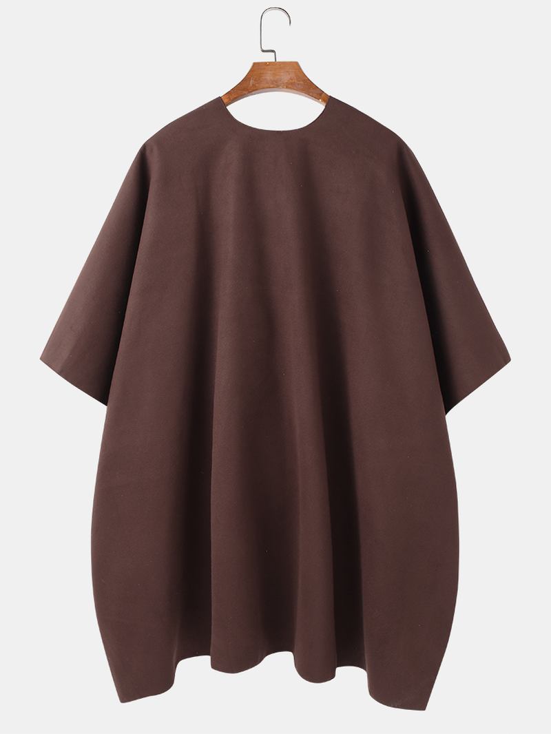 Menns Solid Åpen Front Uformell Høy Lav Hem Oversized Cape Cardigans