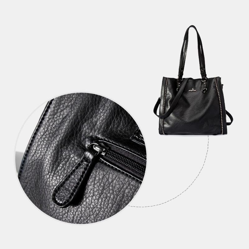 Angel Kiss Kvinner Pu-skinn Vintage Stor Kapasitet 13.3 Tommers Bærbar Veske Multi-carry Crossbody Veske Skulderveske Tote