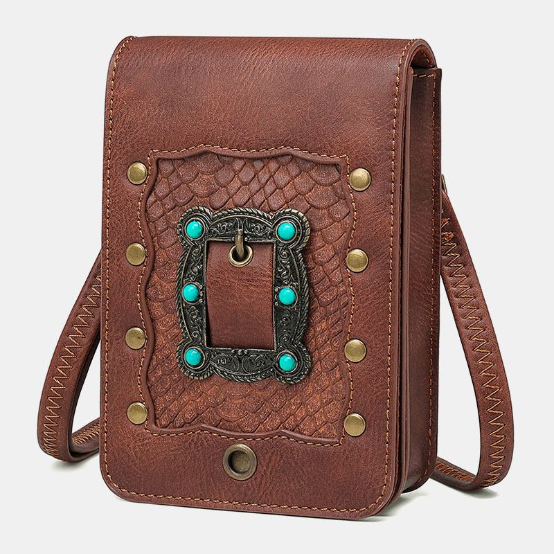 Avtakbar Skulderstropp For Kvinner Hardware Nagledekor Slangemønster Klaff Magnetisk Lås Design Crossbody Veske Midjeveske