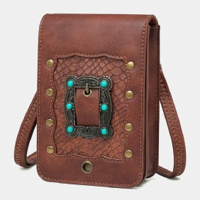 Avtakbar Skulderstropp For Kvinner Hardware Nagledekor Slangemønster Klaff Magnetisk Lås Design Crossbody Veske Midjeveske