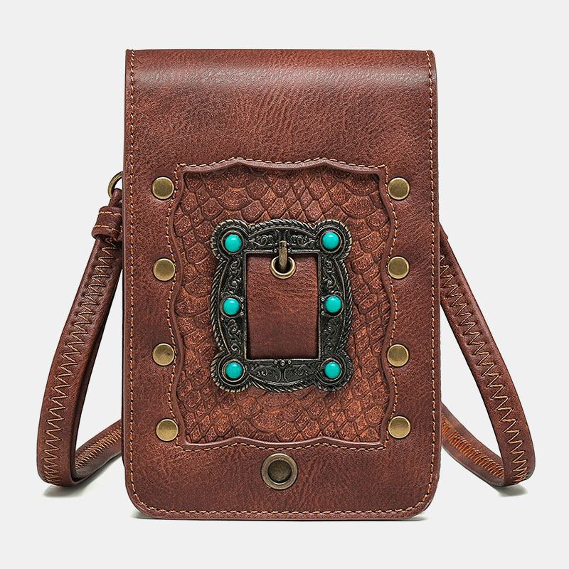 Avtakbar Skulderstropp For Kvinner Hardware Nagledekor Slangemønster Klaff Magnetisk Lås Design Crossbody Veske Midjeveske