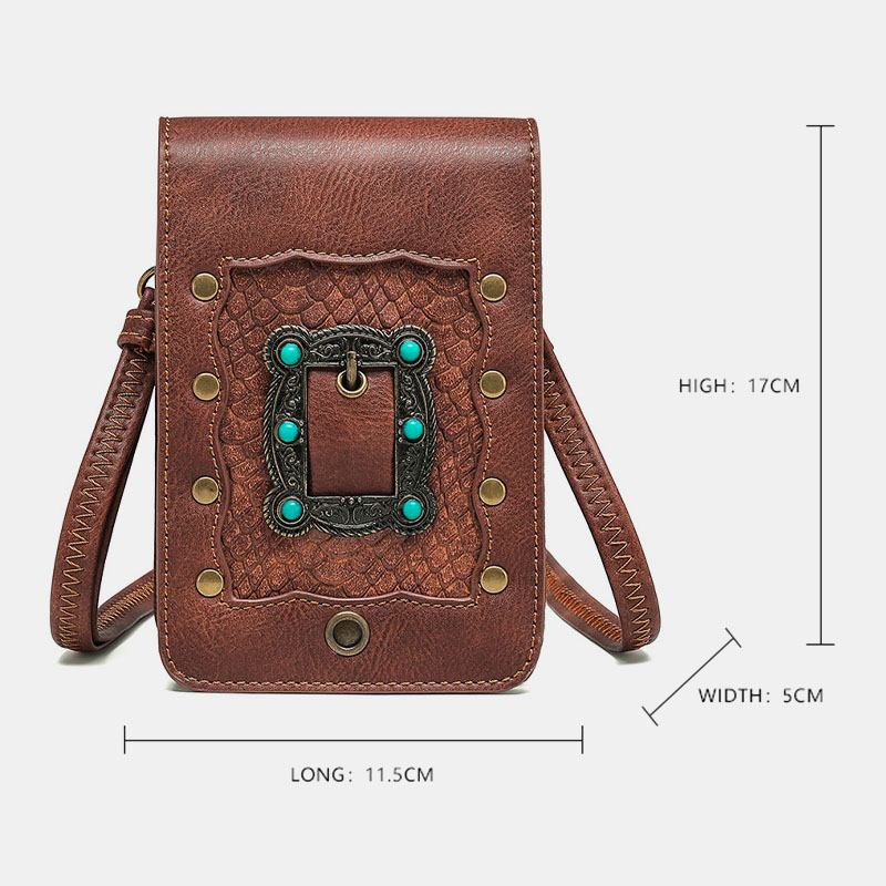 Avtakbar Skulderstropp For Kvinner Hardware Nagledekor Slangemønster Klaff Magnetisk Lås Design Crossbody Veske Midjeveske