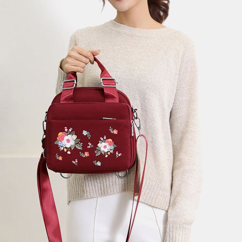 Dame Lett Vekt Vanntett Blomst Brodert Crossbody Veske Skulderveske