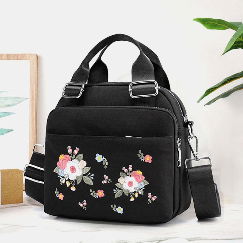 Dame Lett Vekt Vanntett Blomst Brodert Crossbody Veske Skulderveske