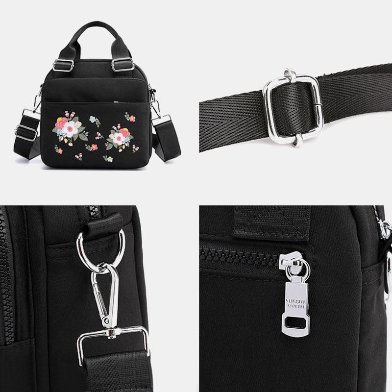 Dame Lett Vekt Vanntett Blomst Brodert Crossbody Veske Skulderveske