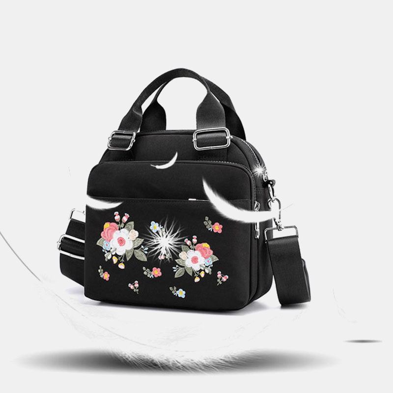 Dame Lett Vekt Vanntett Blomst Brodert Crossbody Veske Skulderveske