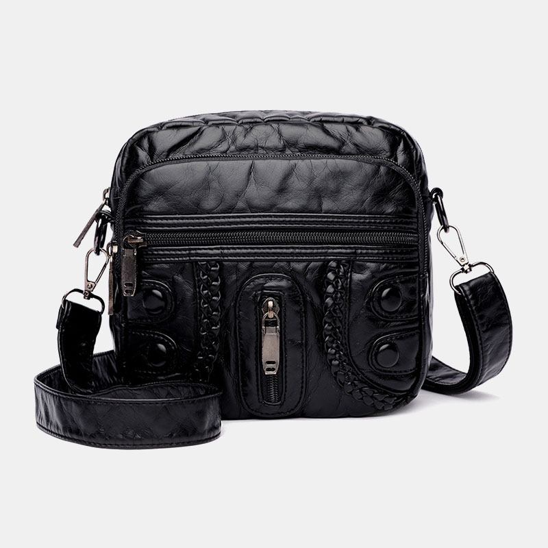 Damevasket Pu-skinn Retro 6.3-tommers Telefonveske Med Stor Kapasitet Myk Crossbody-vesker Skulderveske