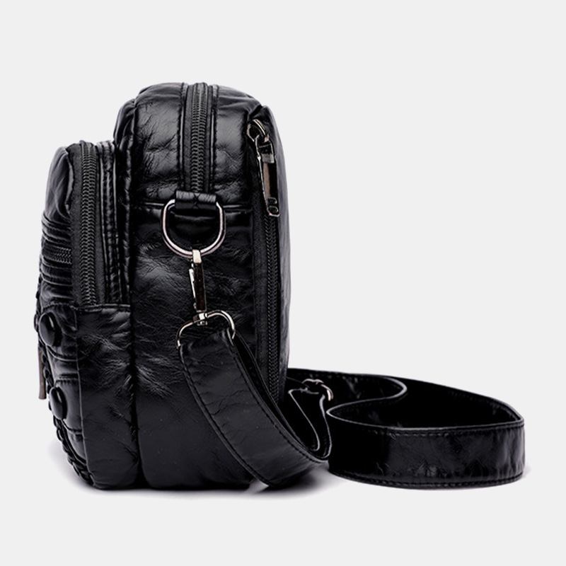 Damevasket Pu-skinn Retro 6.3-tommers Telefonveske Med Stor Kapasitet Myk Crossbody-vesker Skulderveske