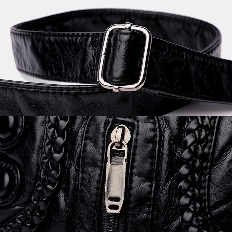 Damevasket Pu-skinn Retro 6.3-tommers Telefonveske Med Stor Kapasitet Myk Crossbody-vesker Skulderveske