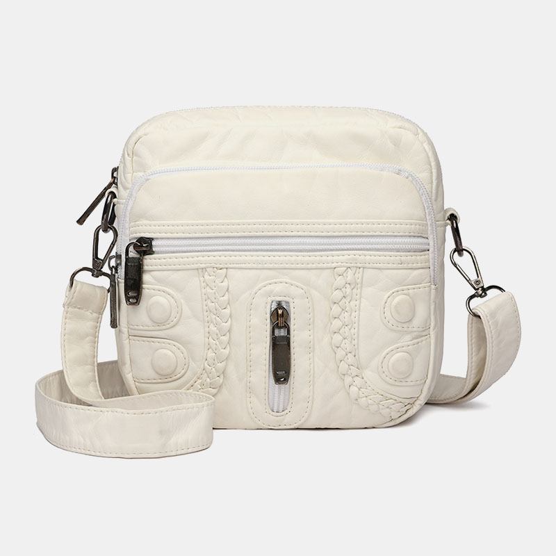 Damevasket Pu-skinn Retro 6.3-tommers Telefonveske Med Stor Kapasitet Myk Crossbody-vesker Skulderveske