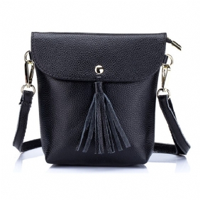 Ekte Skinnkvast Mini-skuldervesker Vintage Hasp Crossbody-vesker 5.5 Tomme Telefonvesker