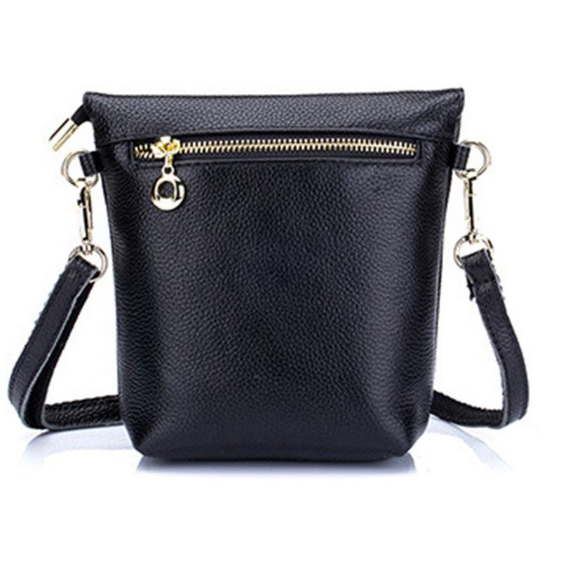 Ekte Skinnkvast Mini-skuldervesker Vintage Hasp Crossbody-vesker 5.5 Tomme Telefonvesker