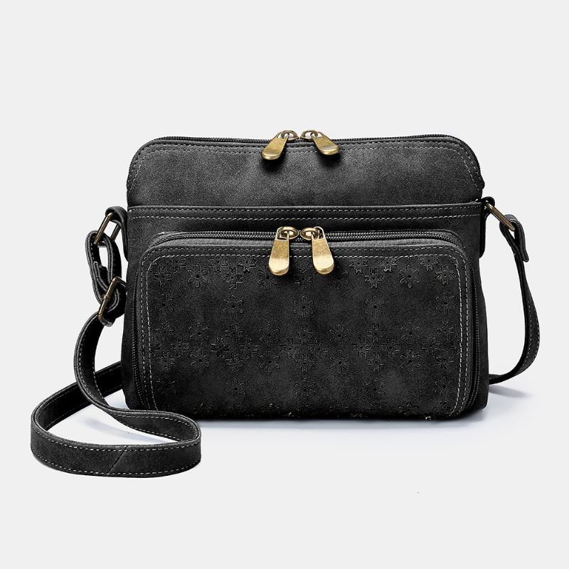 Hollow Out Lett Solid Blomstrete Design Crossbody Veske