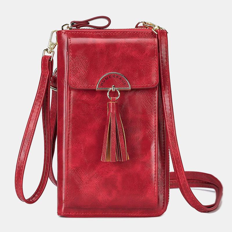 Kvinner Anti-tyveri Multifunksjon Dusk Dekor Crossbody Veske Multi-card Slots Lommebok Clutch Veske Telefonveske