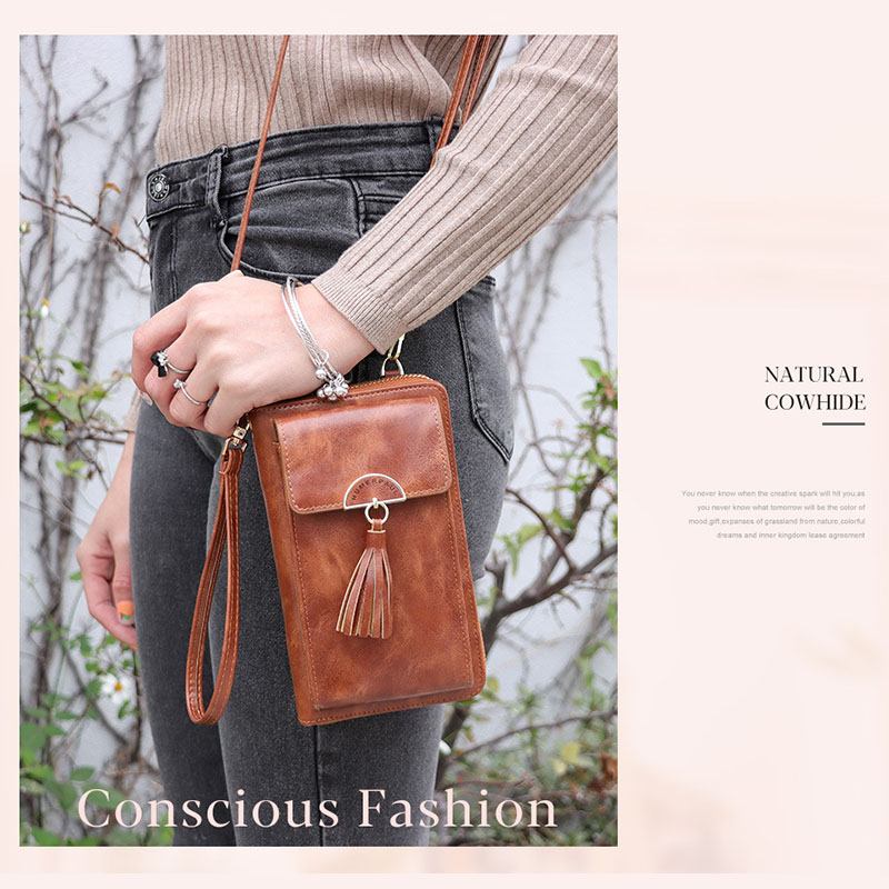 Kvinner Anti-tyveri Multifunksjon Dusk Dekor Crossbody Veske Multi-card Slots Lommebok Clutch Veske Telefonveske