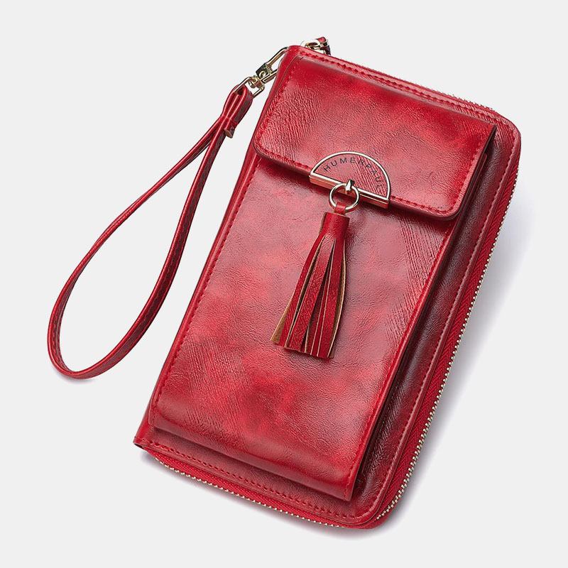 Kvinner Anti-tyveri Multifunksjon Dusk Dekor Crossbody Veske Multi-card Slots Lommebok Clutch Veske Telefonveske