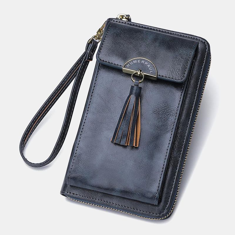 Kvinner Anti-tyveri Multifunksjon Dusk Dekor Crossbody Veske Multi-card Slots Lommebok Clutch Veske Telefonveske