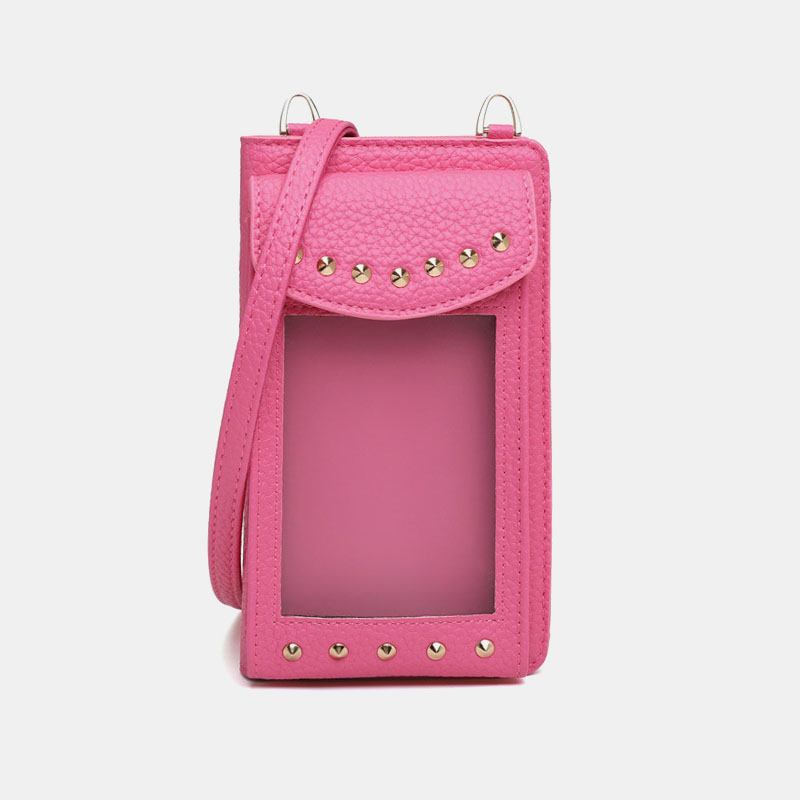 Kvinner Berøringsskjerm 6.3 Tommers Telefonholder 10 Kortspor Rivet Crossbody-veske Lommebok