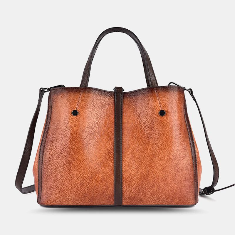 Kvinner Blomstermønster Preget Vegetabilsk Garvet Skinn Crossbody-vesker Retro Stor Kapasitet Ekte Skinn Skulderveske Håndveske