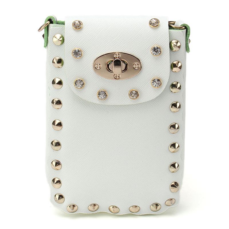 Kvinner Chain Rivet Skuldervesker Lås 6.5 Tommers Telefonvesker Etui Crossbody-vesker