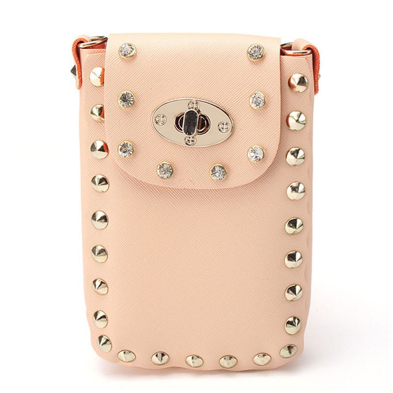 Kvinner Chain Rivet Skuldervesker Lås 6.5 Tommers Telefonvesker Etui Crossbody-vesker