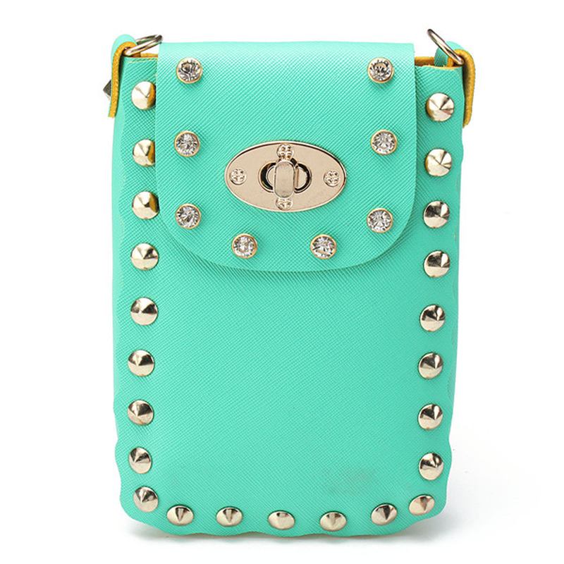 Kvinner Chain Rivet Skuldervesker Lås 6.5 Tommers Telefonvesker Etui Crossbody-vesker