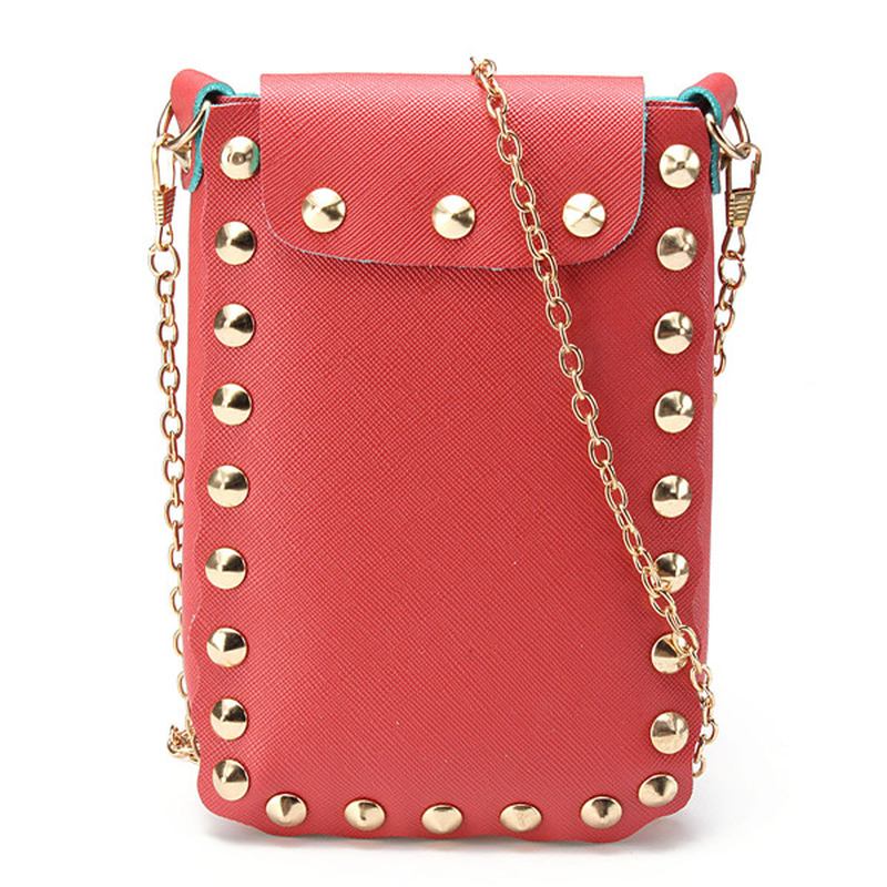 Kvinner Chain Rivet Skuldervesker Lås 6.5 Tommers Telefonvesker Etui Crossbody-vesker