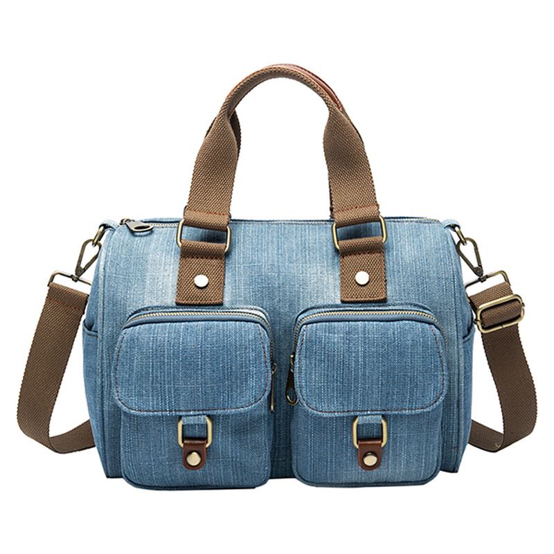 Kvinner Denim Reise Håndveske Med Stor Kapasitet Fritids Crossbody Veske