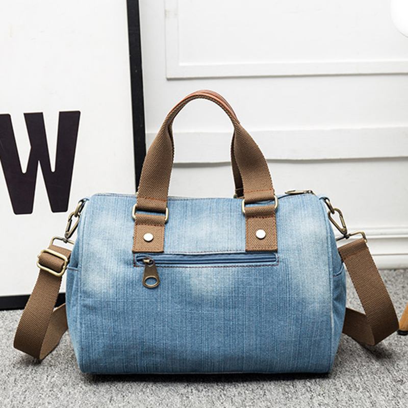 Kvinner Denim Reise Håndveske Med Stor Kapasitet Fritids Crossbody Veske