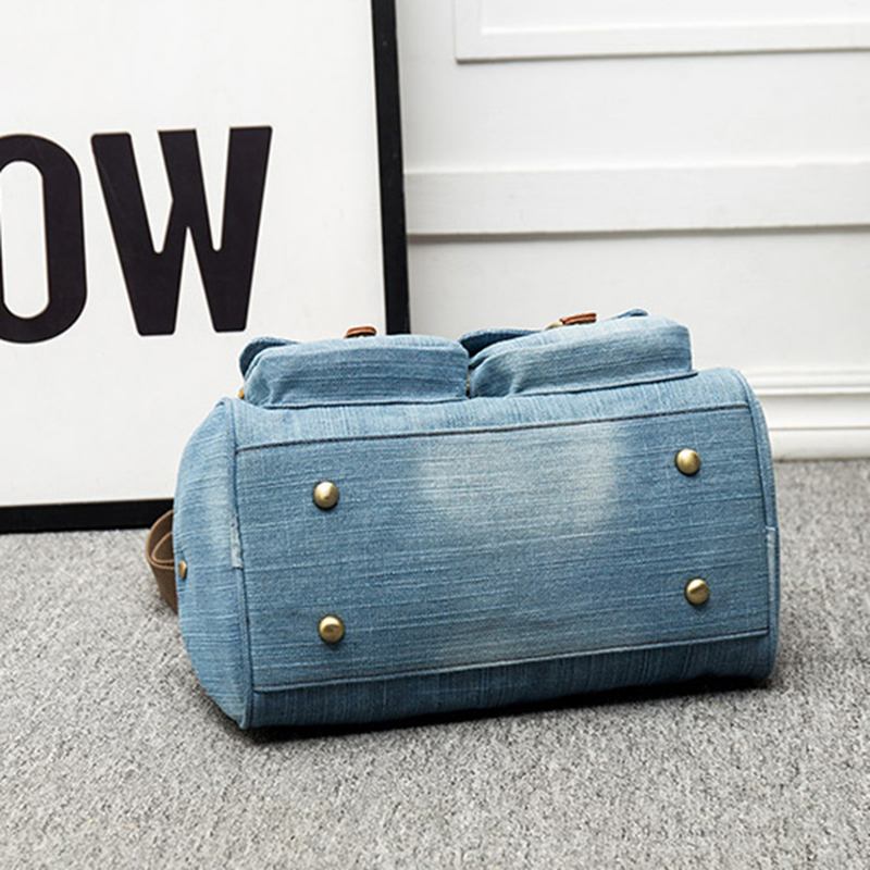 Kvinner Denim Reise Håndveske Med Stor Kapasitet Fritids Crossbody Veske