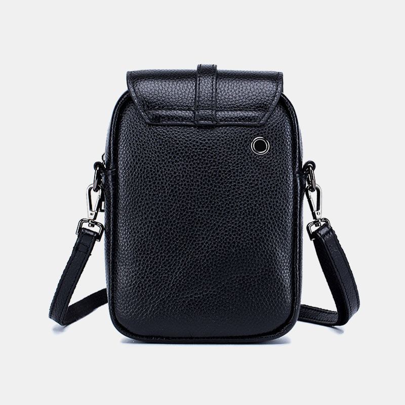 Kvinner Ekte Skinn Uformell Retro Flerlags Øretelefonhull 6.5 Tommers Telefonveske Crossbody-veske