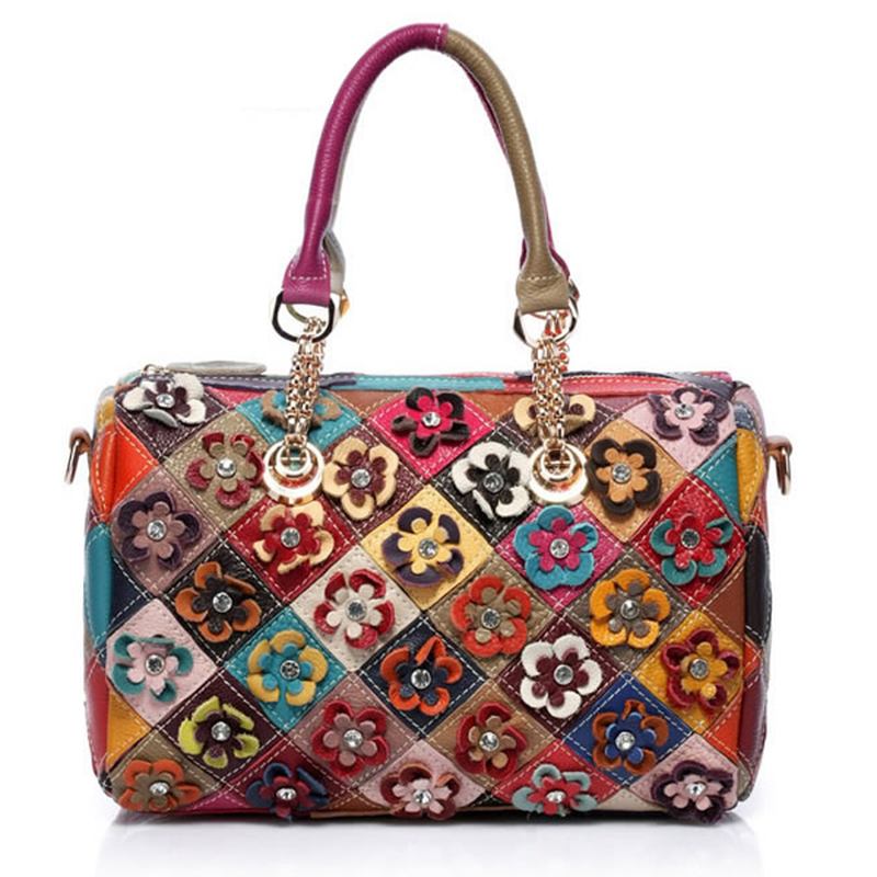 Kvinner Elegant Blomstrete Patchwork Crossbody Veske Håndveske